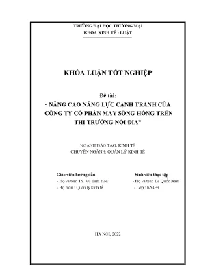 Luận văn nâng cao năng lực cạnh tranh của công ty cổ phần may sông hồng trên thị trường nội địa