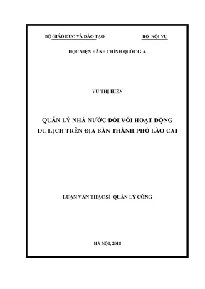 Luận văn thạc sĩ quản lý nhà nước đối với hoạt động du lịch trên địa bàn thành phố lào cai
