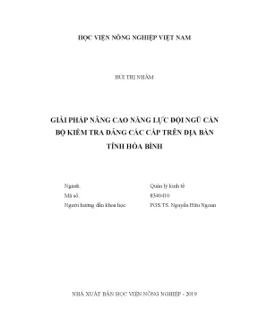 Luận văn thạc sĩ giải pháp nâng cao năng lực đội ngũ cán bộ kiểm tra đảng các cấp trên địa bàn tỉnh hòa bình