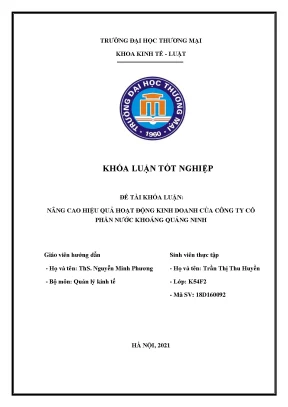Luận văn nâng cao hiệu quả hoạt động kinh doanh của công ty cổ phần nước khoáng quảng ninh