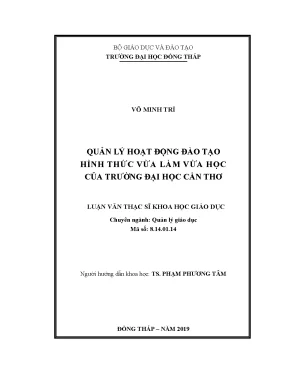 Luận văn quản lý hoạt động đào tạo hình thức vừa làm vừa học của trường đại học cần thơ