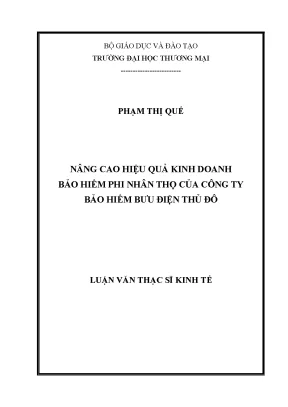 Luận văn thạc sĩ nâng cao hiệu quả kinh doanh bảo hiểm phi nhân thọ của công ty bảo hiểm bưu điện thủ đô