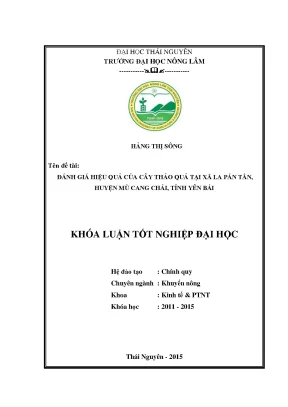 Luận văn đánh giá hiệu quả của cây thảo quả tại xã la pán tẩn huyện mù cang chải tỉnh yên bái