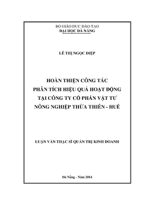 Luận văn thạc sĩ hoàn thiện công tác phân tích hiệu quả hoạt động tại công ty cổ phần vật tư nông nghiệp thừa thiên huế
