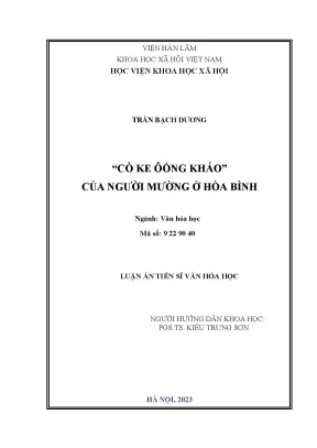 Luận án tiến sĩ cò ke ôống kháo của người mường ở hòa bình