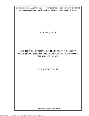 Hiệu quả hoạt động dịch vụ phi tín dụng tại ngân hàng thương mại cổ phần phương đông chi nhánh quận 4 luận văn thạc sĩ tài chính ngân hàng