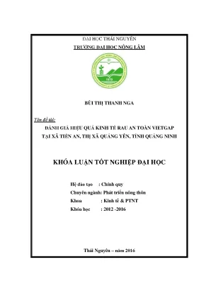 Luận văn đánh giá hiệu quả kinh tế rau an toàn vietgap tại xã tiền an thị xã quảng yên tỉnh quảng ninh