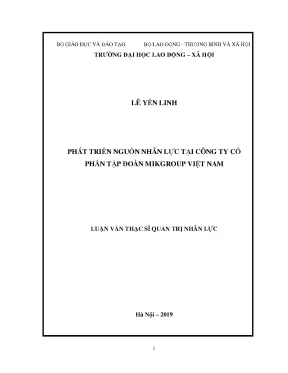 Luận văn thạc sĩ phát triển nguồn nhân lực tại công ty cổ phần tập đoàn mikgroup việt nam