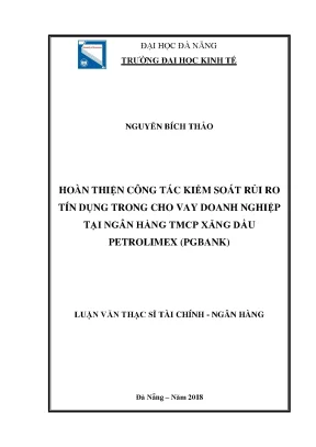 Luận văn thạc sĩ hoàn thiện công tác kiểm soát rủi ro tín dụng trong cho vay doanh nghiệp tại ngân hàng tmcp xăng dầu petrolimexpgbank