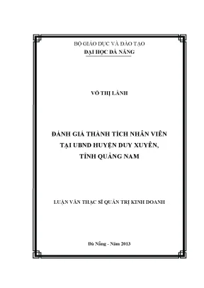 Luận văn thạc sĩ đánh giá thành tích nhân viên tại ubnd huyện duy xuyên tỉnh quảng nam
