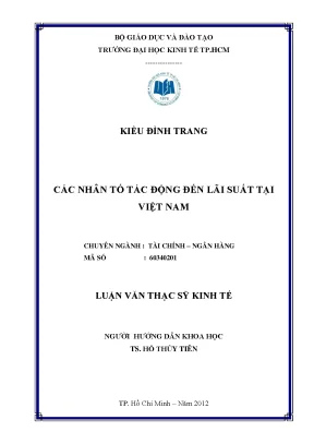 Luận văn thạc sĩ các yếu tố tác động đến lãi suất tại việt nam luận văn thạc sĩ