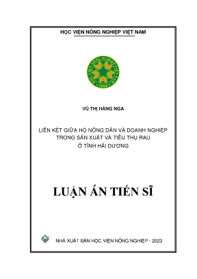Luận án tiến sĩ liên kết giữa hộ nông dân và doanh nghiệp trong sản xuất và tiêu thụ rau ở tỉnh hải dương