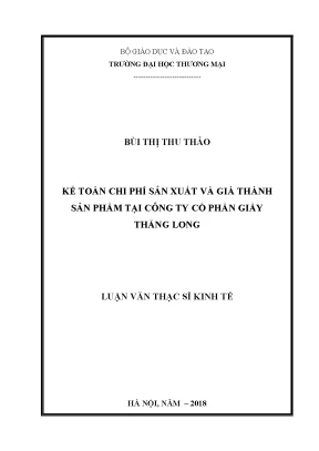 Luận văn kế toán chi phí sản xuất và giá thành sản phẩm tại công ty cổ phần giầy thăng long