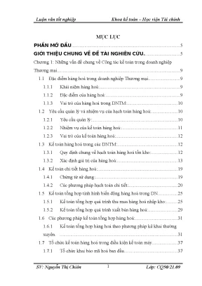 Luận văn học viện tài chính aof công tác kế toán hàng hoá tại công ty cổ phần thương mại trường xuân