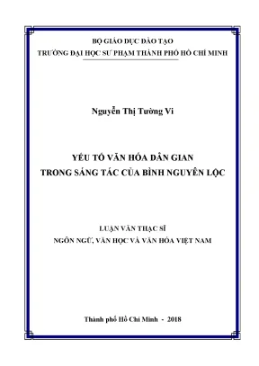 Luận văn thạc sĩ yếu tố văn hóa dân gian trong sáng tác của bình nguyên lộc