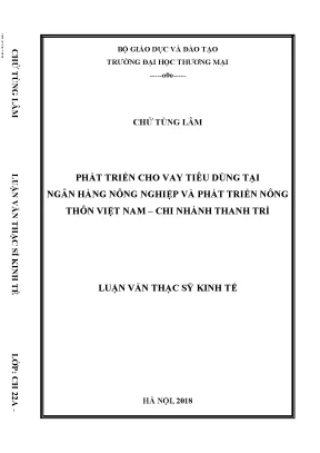 Luận văn phát triển cho vay tiêu dùng tại ngân hàng nông nghiệp và phát triển nông thôn việt nam chi nhánh thanh trì