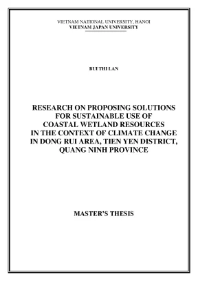 Luận văn thạc sĩ research on proposing solutions for sustainable use of coastal wetland resources in the context of climate change in dong rui area tien yen district quang ninh province