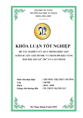 Luận văn thạc sĩ nghiên cứu quá trình đồng trùng hợp ghép axit acrylic lên axit humic và thăm dò khả năng hấp phụ cd2 pb2 của sản phẩm