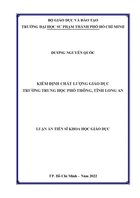 Luận án tiến sĩ khoa học giáo dục kiểm định chất lượng giáo dục trường trung học phổ thông tỉnh long an