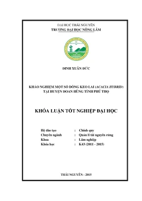 Luận văn khảo nghiệm một số dòng keo lai acacia hybrid tại huyện đoan hùng tỉnh phú thọ