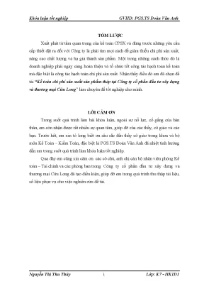 Luận văn kế toán chi phí sản xuất sản phẩm thép tại công ty cổ phần đầu tƣ xây dựng và thƣơng mại cửu long