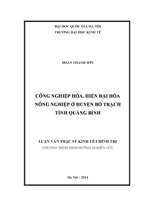 Luận văn thạc sĩ công nghiệp hóa hiện đại hóa nông nghiệp ở huyện bố trạch tỉnh quảng bình