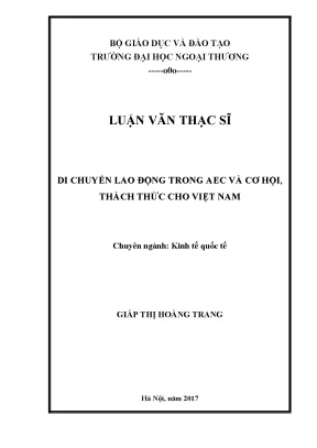 Luận văn thạc sĩ di chuyển lao động trong aec và những cơ hội thách thức cho việt nam