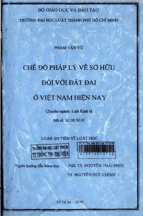 Luận án chế độ pháp lý về sở hữu đối với đất đai ở việt nam hiện nay