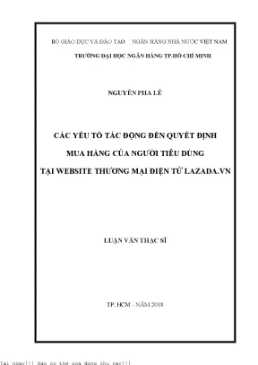 Các yếu tố tác động đến quyết định mua hàng của người tiêu dùng tại website thương mại điện tử lazada vn luận văn thạc sĩ kinh tế