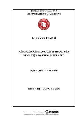 Luận văn thạc sĩ nâng cao năng lực cạnh tranh của bệnh viện đa khoa medlatec