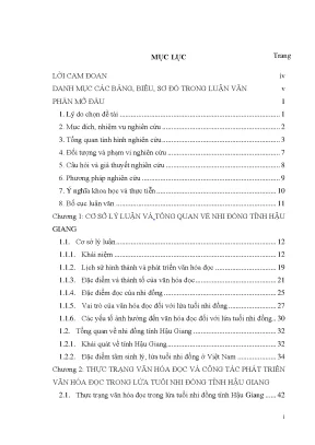 Luận văn phát triển văn hóa đọc trong lứa tuổi nhi đồng tỉnh hậu giang