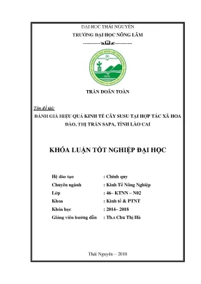 Luận văn đánh giá hiệu quả kinh tế cây susu tại hợp tác xã hoa đào thị trấn sa pa tỉnh lào cai
