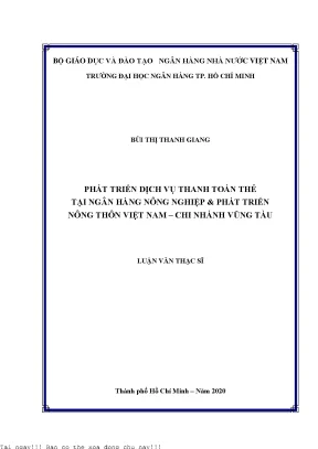 Phát triển dịch vụ thanh toán thẻ tại ngân hàng nông nghiệp và phát triển nông thôn việt nam chi nhánh vũng tàu luận văn thạc sĩ tài chính ngân hàng