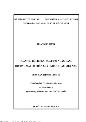 Quản trị rủi ro lãi suất tại ngân hàng thương mại cổ phần xuất nhập khẩu việt nam luận văn thạc sĩ kinh tế