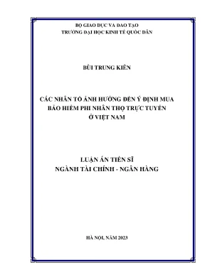 Luận án tiến sĩ các nhân tố ảnh hưởng đến ý định mua bảo hiểm phi nhân thọ trực tuyến ở việt nam