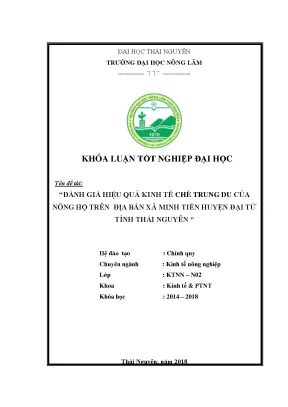 Luận văn đánh giá hiệu quả kinh tế chè trung du của nông hộ trên địa bàn xã minh tiến huyện đại từ tỉnh thái nguyên