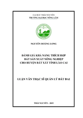 Luận văn đánh giá khả năng thích hợp đất sản xuất nông nghiệp cho huyện bát xát tỉnh lào cai