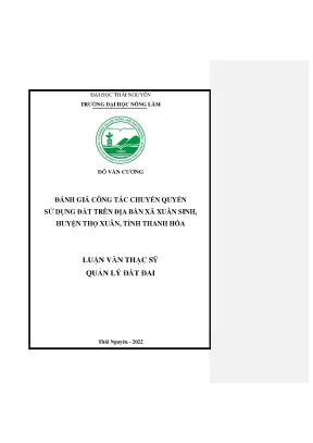 Luận văn đánh giá công tác chuyển quyền sử dụng đất trên địa bàn xã xuân sinh huyện thọ xuân tỉnh thanh hóa
