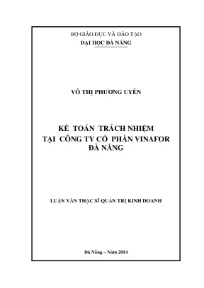 Luận văn thạc sĩ kế toán trách nhiệm tại công ty cổ phần vinafor đà nẵng