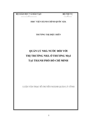 Luận văn thạc sĩ quản lý nhà nước đối với thị trường nhà ở thành phố hồ chí minh