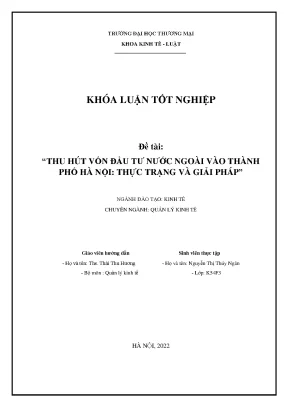 Luận văn thu hút vốn đầu tư nước ngoài fdi vào thành phố hà nội