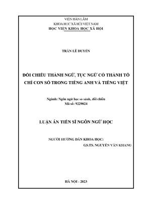 Luận án tiến sĩ đối chiếu thành ngữ tục ngữ có thành tố chỉ con số trong tiếng anh và tiếng việt
