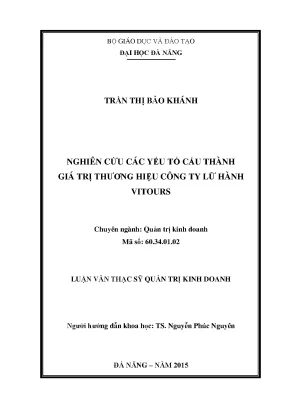 Luận văn thạc sĩ nghiên cứu các yếu tố cấu thành giá trị thương hiệu công ty lữ hành vitours