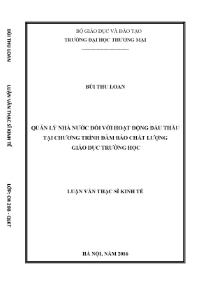 Luận văn thạc sĩ quản lý nhà nước đối với hoạt động đấu thầu tại chương trình đảm bảo chất lượng giáo dục trường học