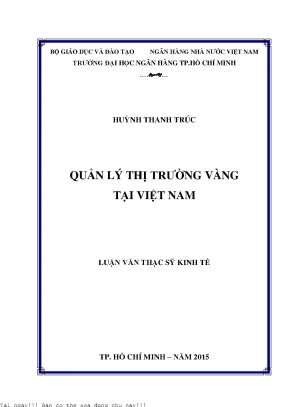 Quản lý thị trường vàng tại việt nam luận văn thạc sĩ kinh tế