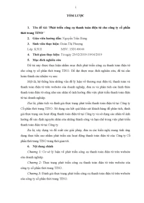 Luận văn phát triển công cụ thanh toán điện tử cho công ty cổ phần thời trang tino