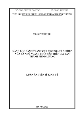 Luận án tiến sĩ năng lực cạnh tranh của các doanh nghiệp vừa và nhỏ ngành thủy sản trên địa bàn thành phố đà nẵng