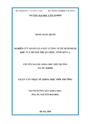 Luận văn thạc sĩ nghiên cứu đánh giá chất lượng nước suối muội khu vực huyện thuận châu tỉnh sơn la