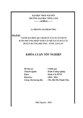 Luận văn đánh giá hiệu quả kinh tế sản xuất chuối bằng phương pháp nuôi cấy mô tại xã bản lầu huyện mường khương tỉnh lào cai