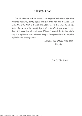 Giải pháp phát triển dịch vụ ngân hàng bán lẻ tại ngân hàng thương mại cổ phần đầu tư và phát triển việt nam chi nhánh nam đồng nai luận văn thạc sĩ tài chính ngân hàng